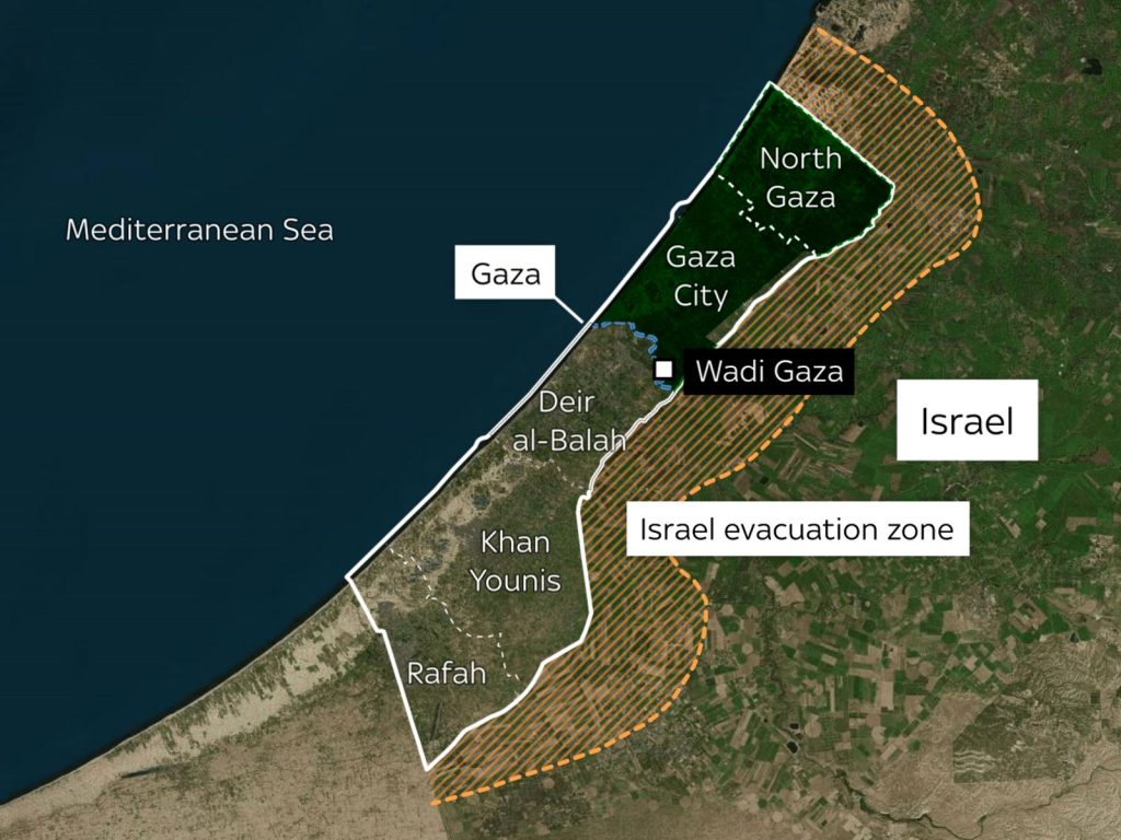 Gaza is on the verge of collapse, according to the UN, following an 'impossible' order to evacuate 1.1 million people 3 skynews gaza wadi gaza gaza city 6320100
